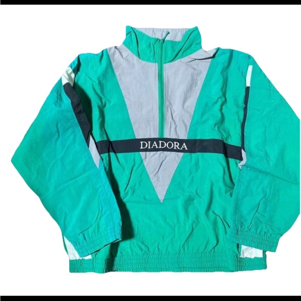 VINTAGE Y2K Diadora  track jacket windbreaker green, white, black Size XL